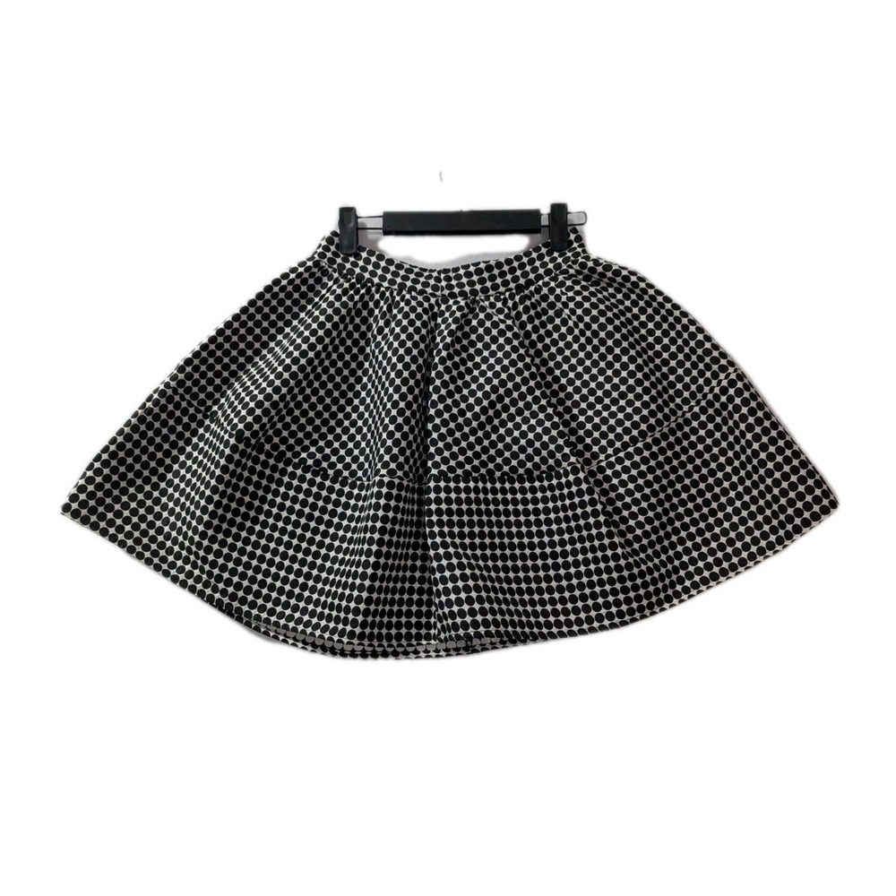 Express Black‎ & White Polka Dot Full Skater Mini Skirt Sz 2 Mod Y2K Style